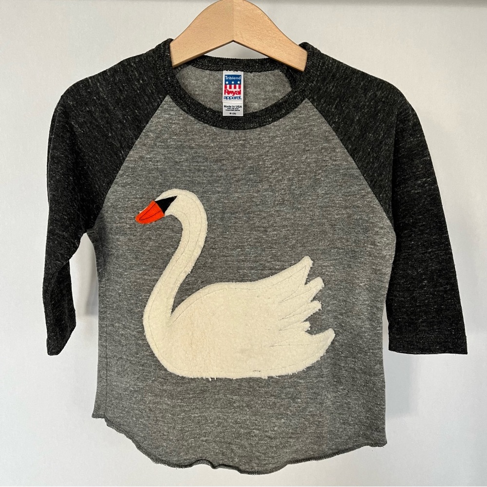 Handmade Swan Tee: Kids Size 2